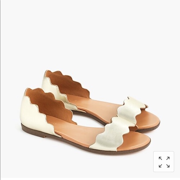 J. Crew Factory Shoes - JCrew Factory Leather Scalloped PeepToe Flats